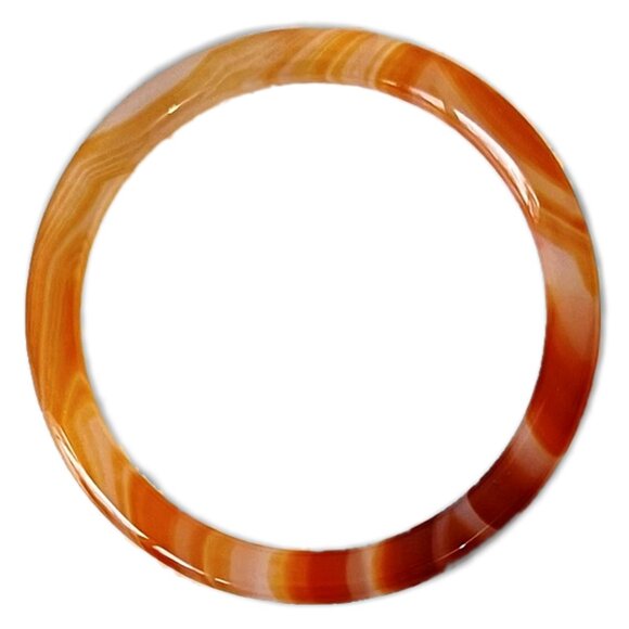 Set of 2 Vintage Hand-Carved Agate Bangles in Red Tones (Bracelet) - Picture 2 of 7